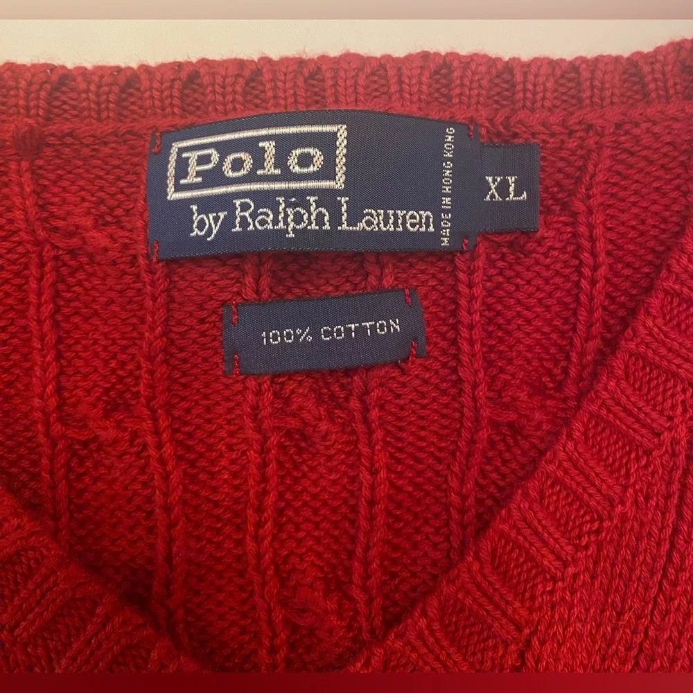 Polo Ralph Lauren‎ Burgundy 100% Cotton Men’s Sweater Vest Size X-Large